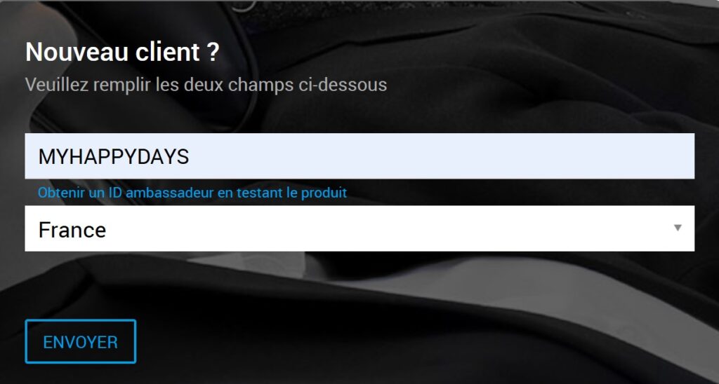 Ecran de connection à la boutique PSIO