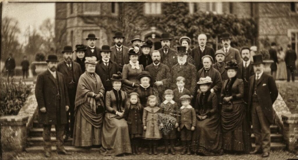 Photo de famille datant du XIXe siècle en noir et blanc